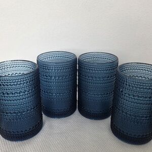 Stylish Blue Beaded Hobnail Glasses